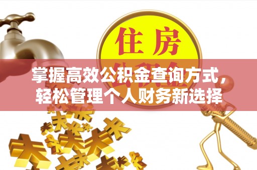 吉水掌握高效公积金查询方式，轻松管理个人财务新选择