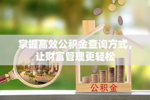 吉水掌握高效公积金查询方式，让财富管理更轻松